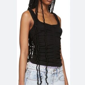 Alexander Wang Ruched Black Tank Top